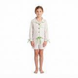 GLS0171 Christmas Trees Bows Green Girls Shorts Pajamas Set