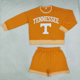GLS0176 Vinyl School Team Mascot Orange Adult Women's Shorts Set