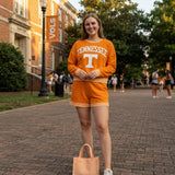GLS0176 Vinyl School Team Mascot Orange Adult Women's Shorts Set