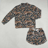 GLS0185 Hunting Camo Middle Neckline Yoga Adult Women's Shorts Set