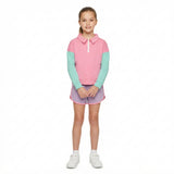GLS0193 Solid Color Pink Pullover Girls Shorts Set