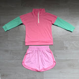 Preorder Samples GLS0193 Solid Color Pink Pullover Girls Shorts Set