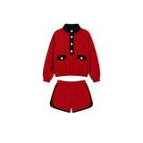 Preorder MOQ 5 Pcs Each Style Solid Color Buttons Girls Shorts Set