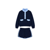 Preorder MOQ 5 Pcs Each Style Solid Color Buttons Girls Shorts Set