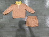 NO MOQ Preorder Samples Each Style Solid Color Cotton Plaid Girls Shorts Set