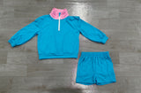 NO MOQ Preorder Samples Each Style Solid Color Cotton Plaid Girls Shorts Set
