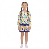 GLS0243 Mardi Gras Dount Camo Purple Ruffles Girls Shorts Set