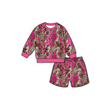 Preorder MOQ 5 pcs Each Style Hunting Leaves Rose Red Mommy and Me Matching Clothes