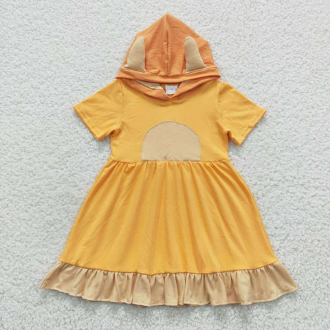 GSD0385 New Cartoon Orange Cute Hoodie Girl's Dress