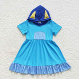 GSD0386 New Blue Cute Hoodie Girl's Dress