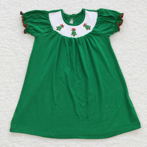 GSD0432 Christmas Trees Smocked Baby Girl's Dress