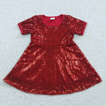 GSD0446 Red Sequins Girl's Dress