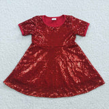 GSD0446 Red Sequins Girl's Dress