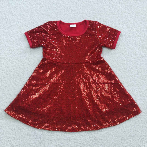 GSD0446 Red Sequins Girl's Dress