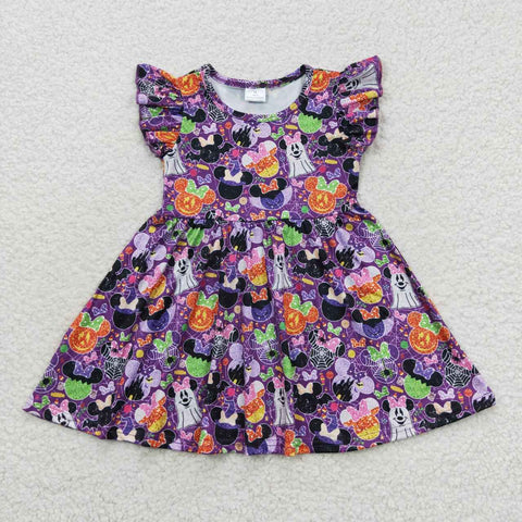 GSD0480 Halloween Cartoon Mouse Ghost Purple Girl's Dress