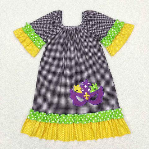 GSD0499 Embroidery Black Yellow Lace Short Sleeve Baby Girl's Dress