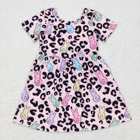 GSD0508 Easter Bunny Leopard Girl's Dress