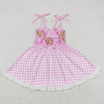 GSD0526 Hot Pink Plaid Cute Girl's Dress