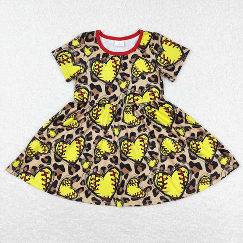 GSD0547 Softball Leopard Yellow Girl's Dress