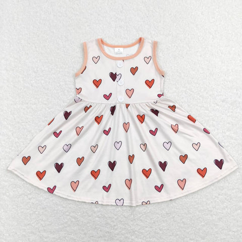 GSD0617 Love Orange Sleeveless Girl's Dress