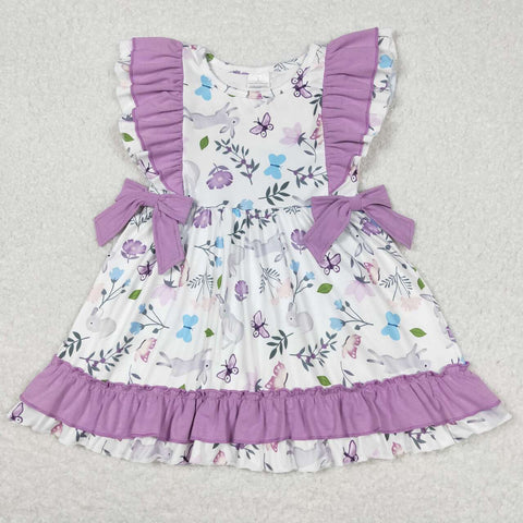 GSD0626 Rabbit Flower Purple Girl's Dress