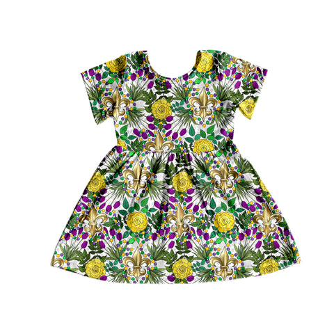 Preorder 12.21 GSD0640 Mardi Gras Flower Girl's Dress