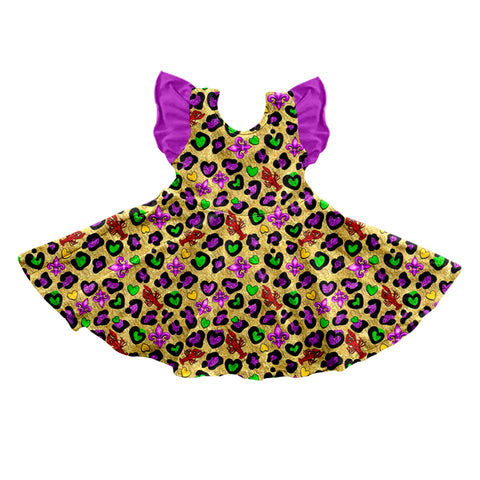 Preorder 12.22 GSD0646 Crawfish Leopard Purple Girl's Dress