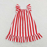 GSD0675 July 4th Red Stripe Blue Star Girl's Dress
