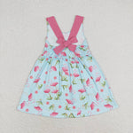 GSD0693 Flamingo Animal Pink Cute Bow Girls Dress