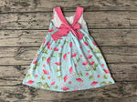 GSD0693 Flamingo Animal Pink Cute Bow Girls Dress