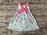 GSD0693 Flamingo Animal Pink Cute Bow Girls Dress