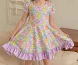 GSD0705 Bunny Flower Purple Girls Dress