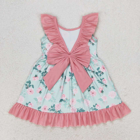 GSD0722 Flower Rose Bow Pink Girls Dress