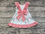 GSD0722 Flower Rose Bow Pink Girls Dress