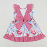 GSD0723 Flower Bow Pink Girls Dress