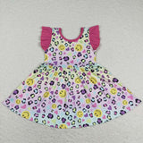 GSD0726 Leopard Smiley face Purple Girls Dress