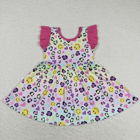 GSD0726 Leopard Smiley face Purple Girls Dress