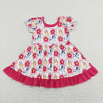 GSD0740 Cartoon Flower Pink Girls Dress