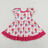 GSD0740 Cartoon Flower Pink Girls Dress