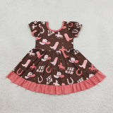 GSD0748 Western Cowgirls Coral Red Girls Dress