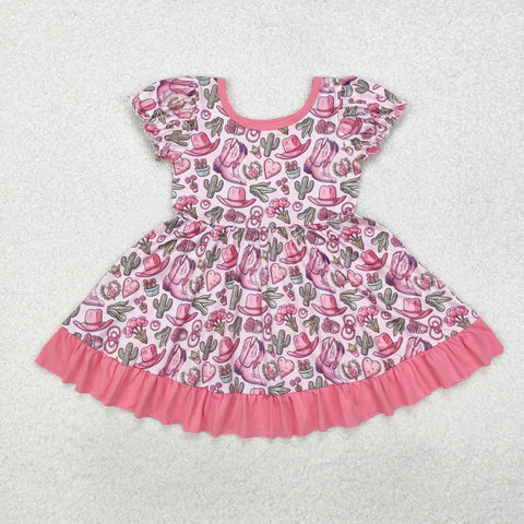 GSD0759 Cactus Hat Boots Pink Girls Dress