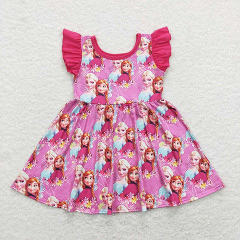 GSD0763 Cartoon Frozen Pink Girls Dress