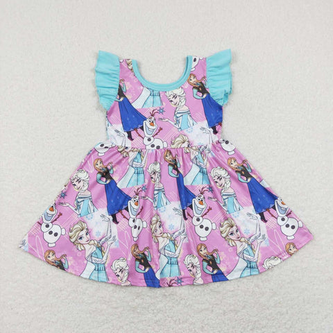 GSD0764 Cartoon Frozen Pink Girls Dress