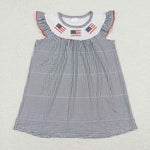 GSD0811 Embroidery Stripe Flag Red Girls Dress