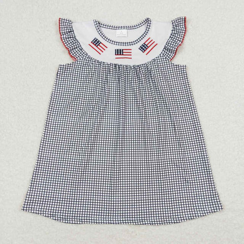 GSD0811 Embroidery Stripe Flag Red Girls Dress