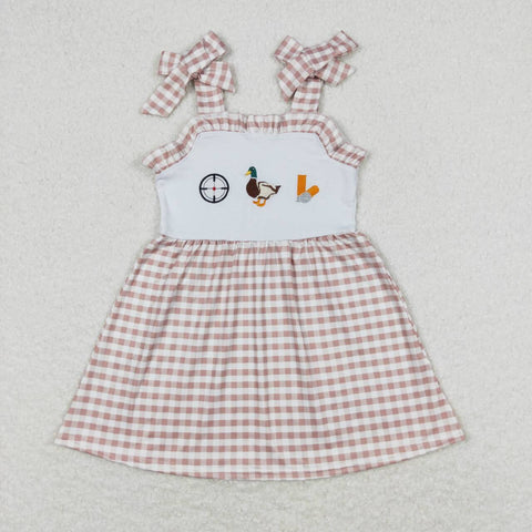 GSD0817 Embroidery Mallard Plaid Girls Dress
