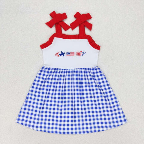 GSD0827 Embroidery 4th of July USA Flag Girls Dress