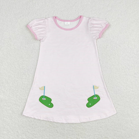 GSD0829 Embroidery Golf Stripe Girls Dress