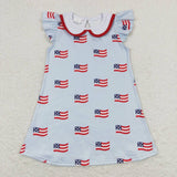 GSD0871 USA Flag Blue Girls Dress