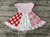 GSD0887 Flower Pink Plaid Girls Dress